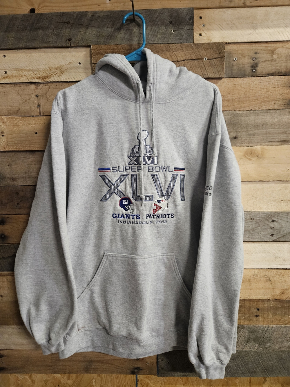 2012 Super Bowl XLVI Gray Hoodie - Giants vs Patriots
